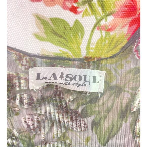 Flowered Embroiled Black Kimono Beach Cover Up Velvety One Size - Picture 4 of 6